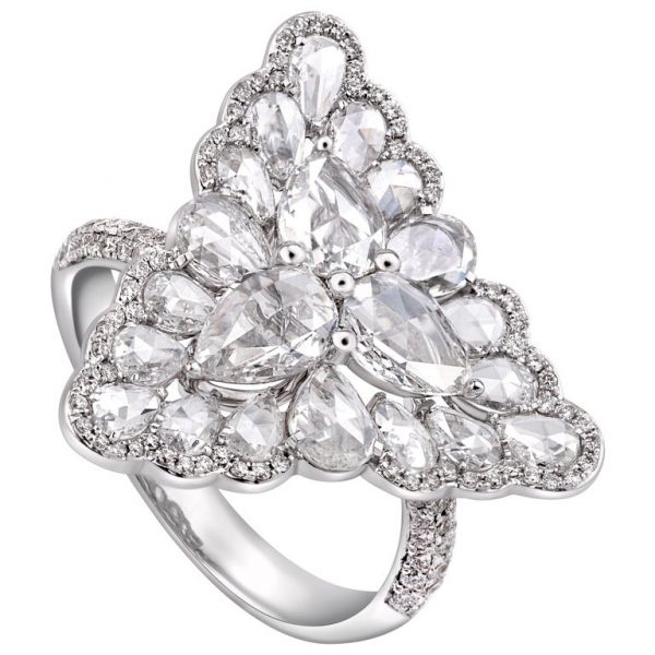 Pear-Shaped Rose-Cut Diamond Dress Ring, 2.31ct Total, 18ct White Gold