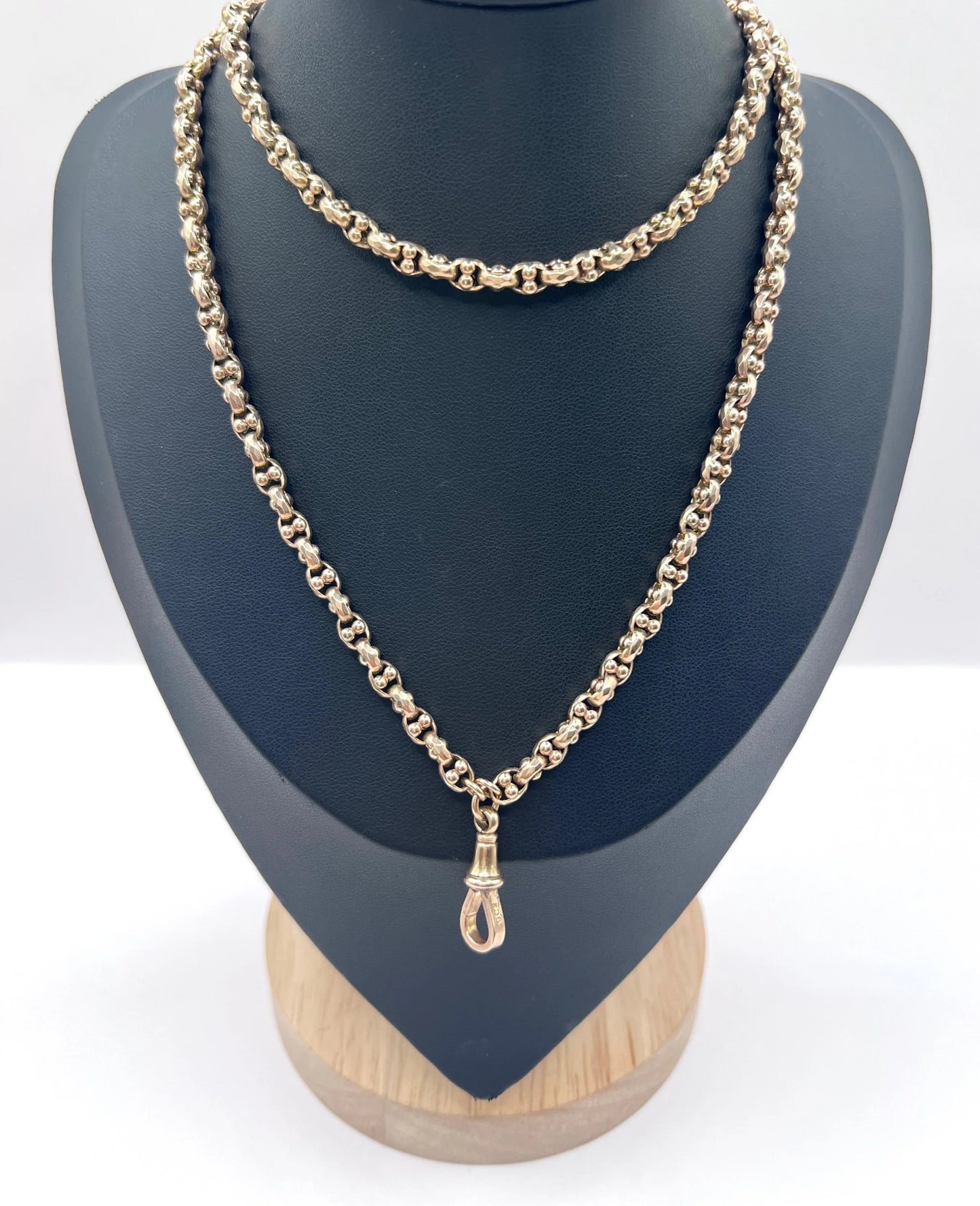 Victorian 9 Carat Rose Gold Long Fancy Link Chain, Circa 1880