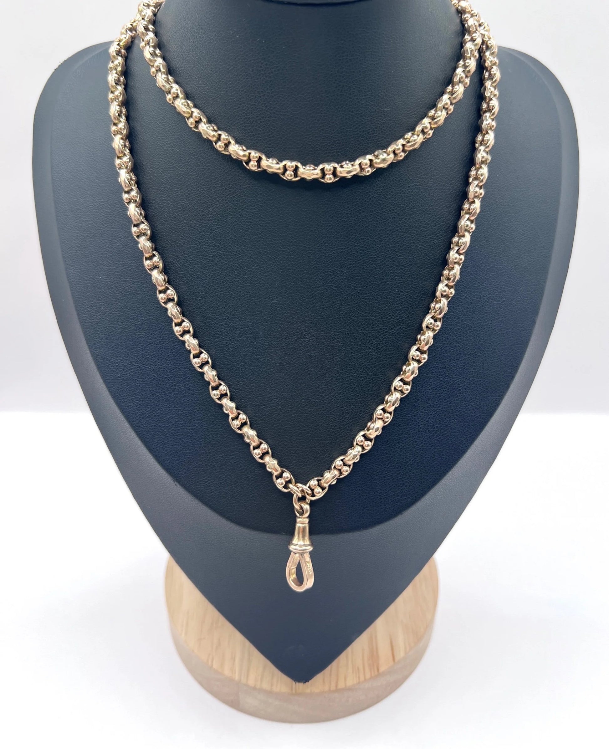 Victorian 9 Carat Rose Gold Long Fancy Link Chain, Circa 1880
