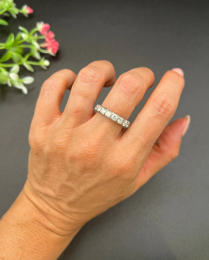 Vintage Platinum Diamond Full Eternity Band Ring, 2.70 Carats, Circa 1940