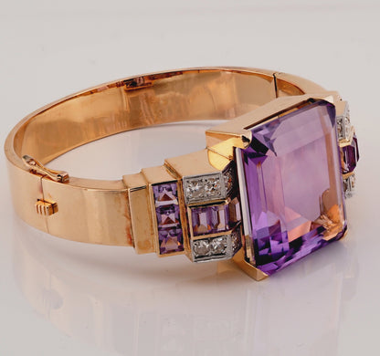 Art Deco 64ct Amethyst and Diamond Bangle Bracelet