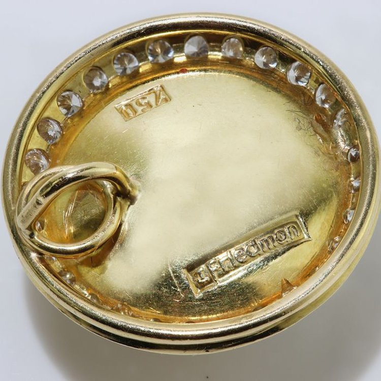 Vintage 1970s Moonstone and Diamond Cluster Pendant by Jack Friedman