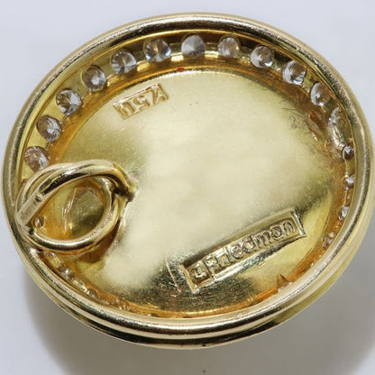 Vintage 1970s Moonstone and Diamond Cluster Pendant by Jack Friedman