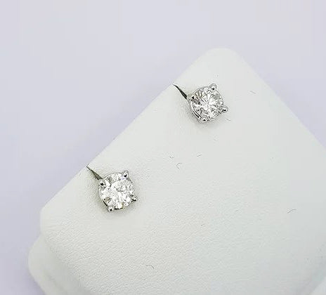 Pair of Diamond Solitaire Stud Earrings, 1.01 carat total, 18ct White Gold