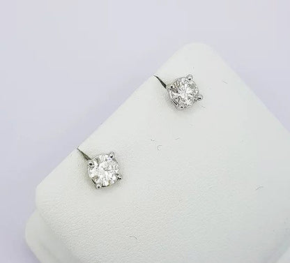 Pair of Diamond Solitaire Stud Earrings, 1.01 carat total, 18ct White Gold