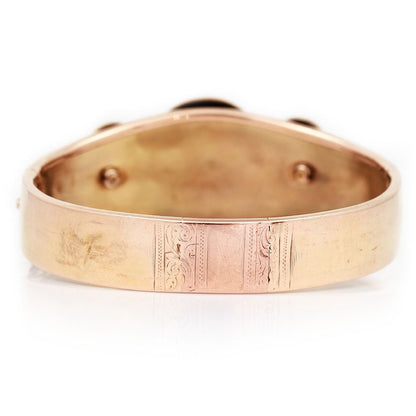 Antique Victorian 15ct Gold Turquoise Enamel Star Buckle Bangle Bracelet