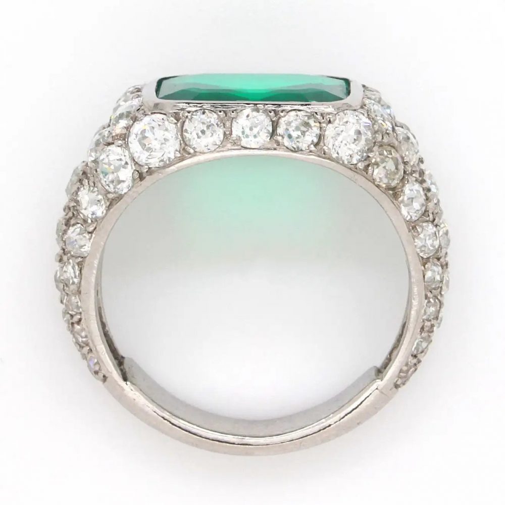 Art Deco 2.85ct No Oil Colombian Emerald and Diamond Ring