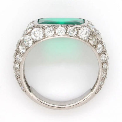 Art Deco 2.85ct No Oil Colombian Emerald and Diamond Ring
