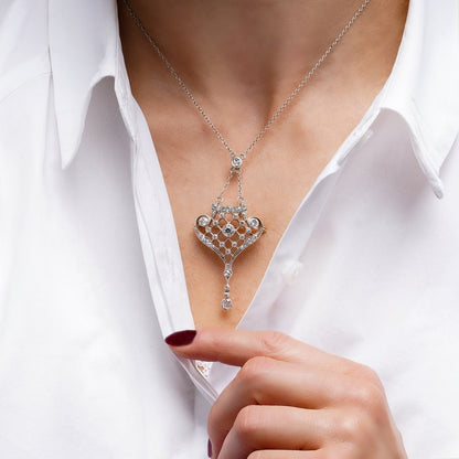 Cartier Edwardian 2.4ct Diamond Pendant Brooch