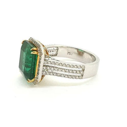 6.50ct Zambian Emerald and Diamond Cluster Dress Ring with Certificate