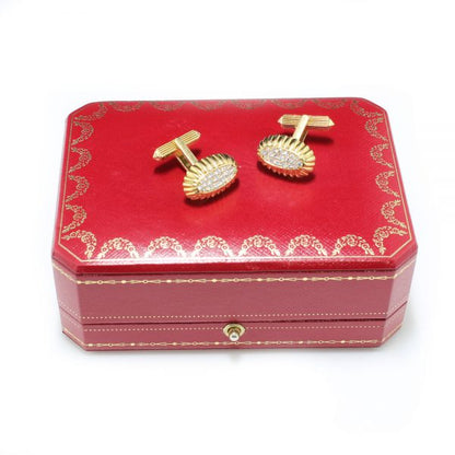 Cartier Diamond and 18ct Yellow Gold Cufflinks with Original Cartier Box
