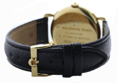 Omega Vintage Gents 18ct Yellow Gold 35mm Manual Watch, silver dial, teardrop lugs, smalls seconds sub-dial, acrylic crystal, on a black leather strap with Omega buckle, Circa 1950s