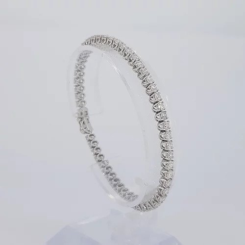 Diamond Line Bracelet in 18ct White Gold, 6.22 carats