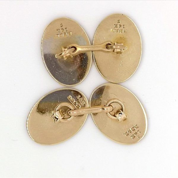 Bailey Banks and Biddle 14ct Gold Oval Cufflinks, Circa 1955