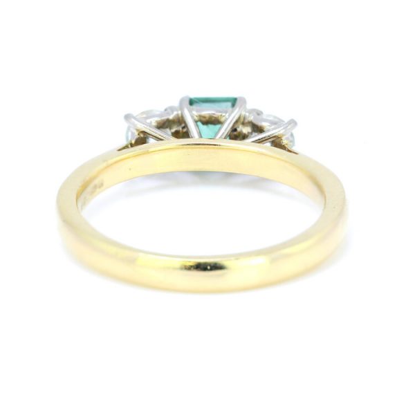 Emerald and Diamond Three Stone Ring in 18ct Yellow Gold
