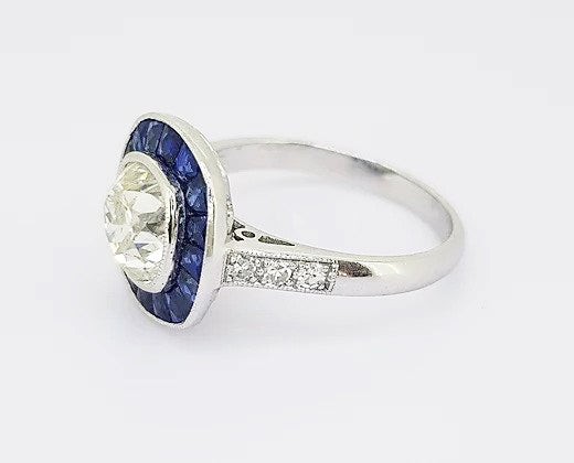 1.96ct Diamond and Sapphire Target Cluster Ring in 18ct White Gold