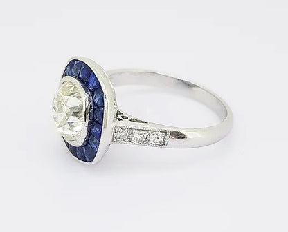 1.96ct Diamond and Sapphire Target Cluster Ring in 18ct White Gold