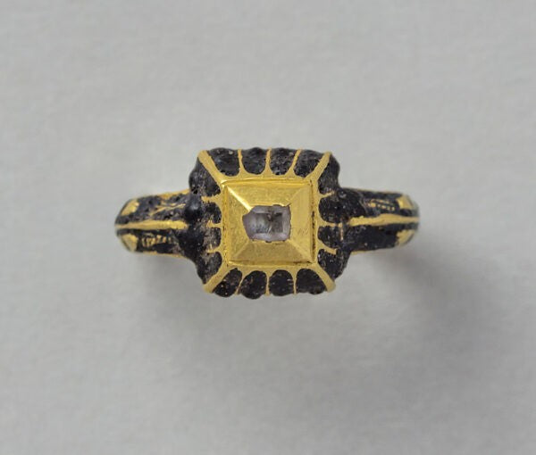 Antique Table Cut Diamond, Enamel and Gold Ring