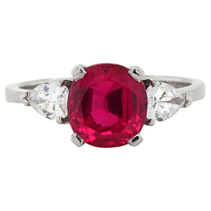 Certified Natural 2.4ct Burma Ruby and Diamond Ring by Gubelin