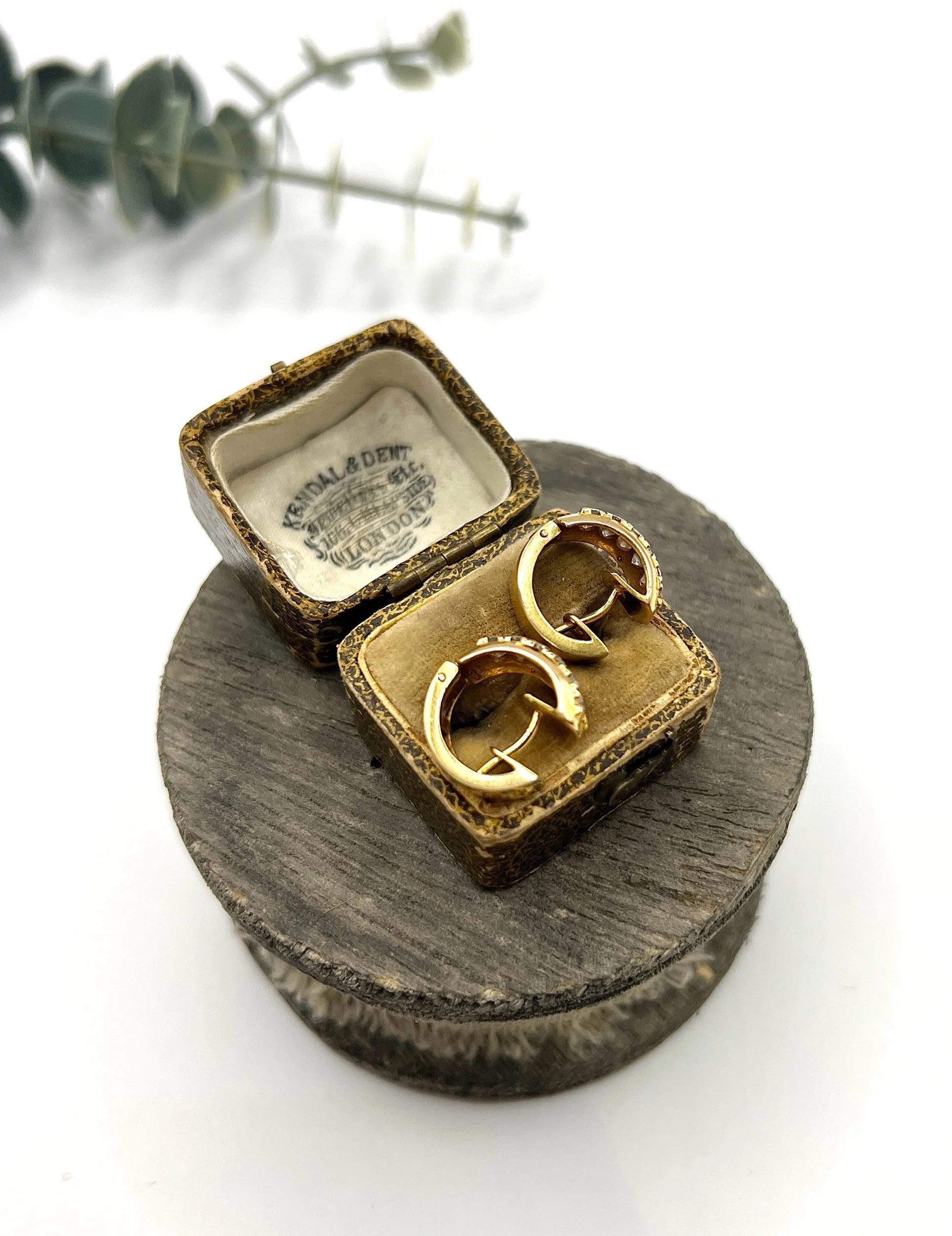 Vintage 18 Carat Yellow Gold Diamond Huggies Hoop Earrings, Circa 2000