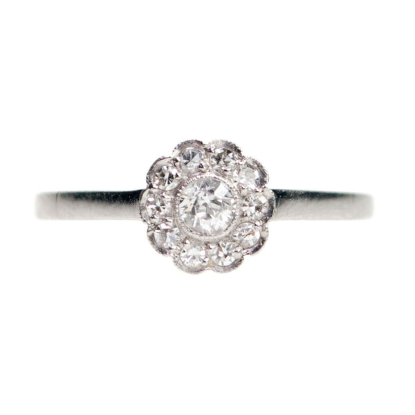 Vintage Platinum Old Mine-Cut Diamond Cluster Ring, 0.27 Carat