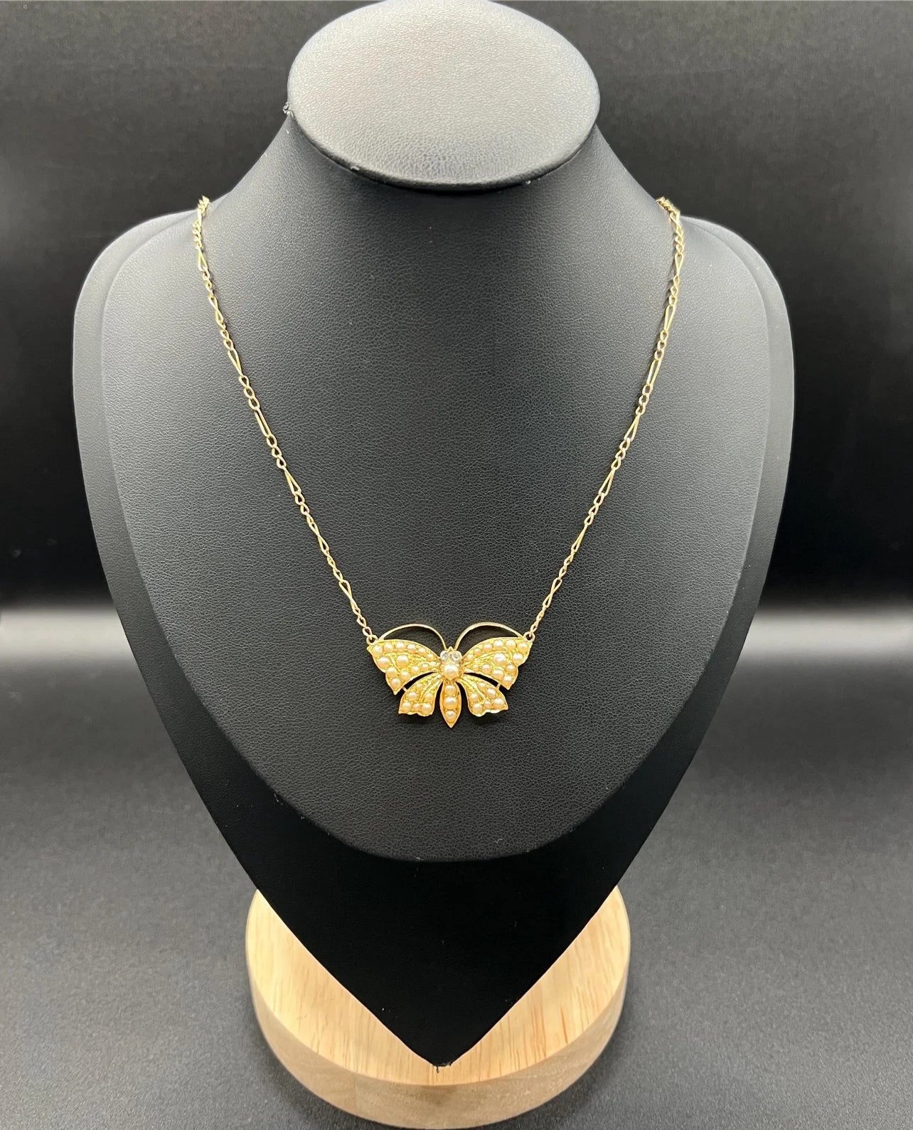 Antique  butterfly necklace with pearls and diamonds