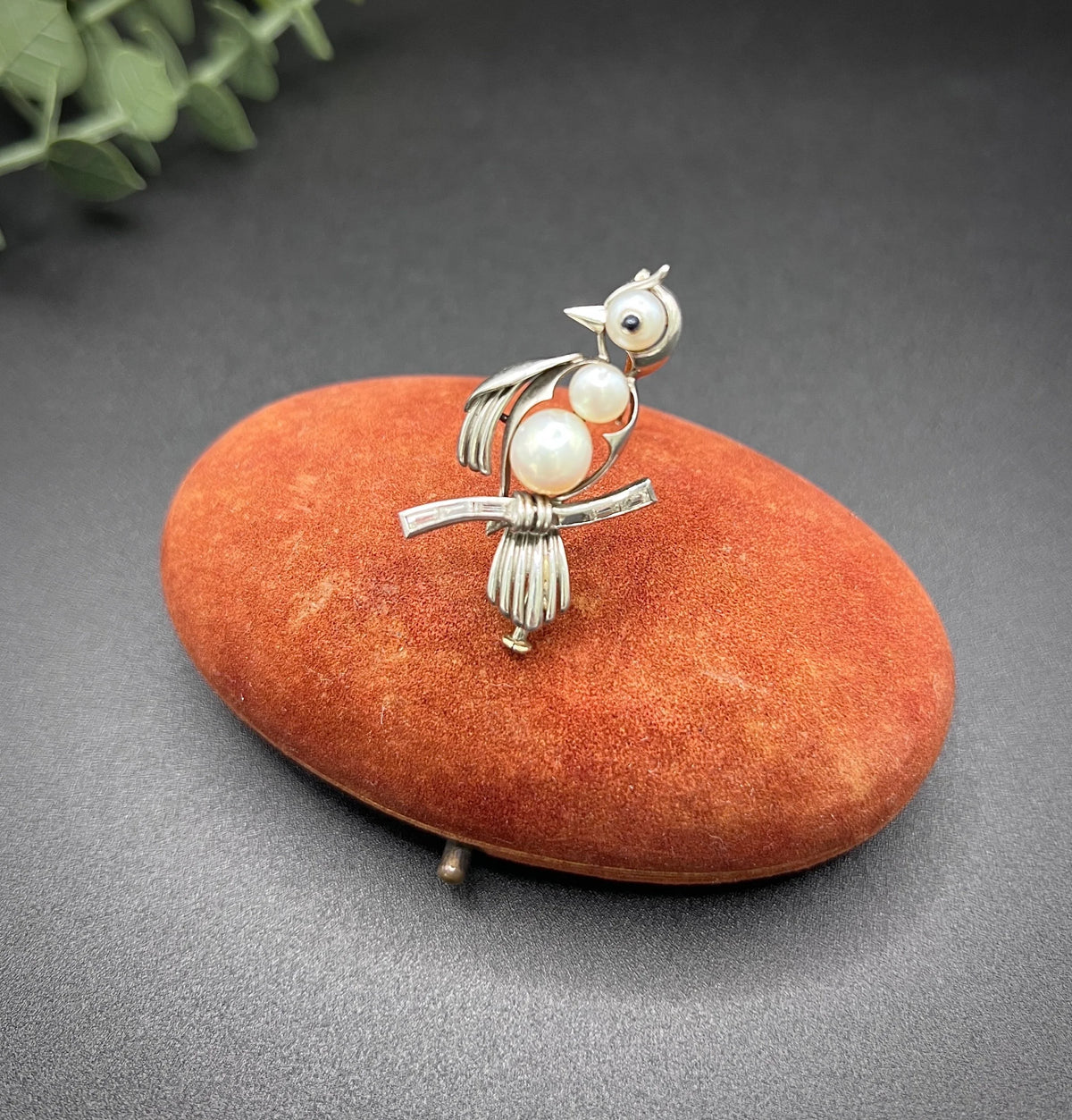 Antique Platinum, 1920s Bird Brooch, Pearls and Natural Diamonds