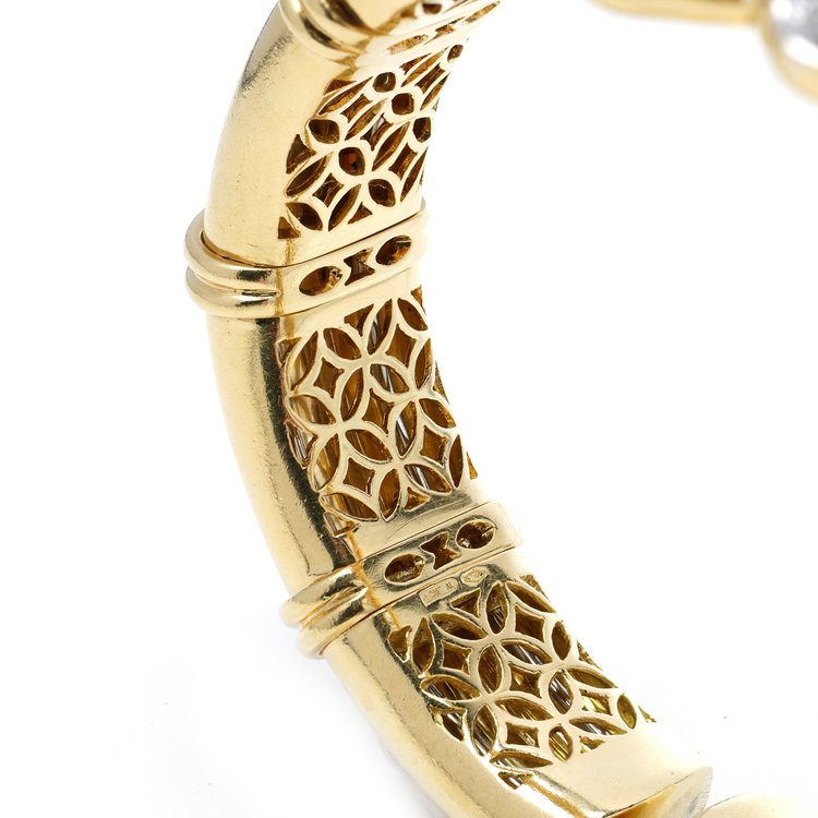 Italian 18ct Yellow Gold Bangle with Burma Ruby and Diamond Bow