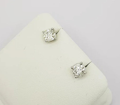 Pair of Diamond Solitaire Stud Earrings, 1.01 carat total, 18ct white gold, colour H, clarity SI1