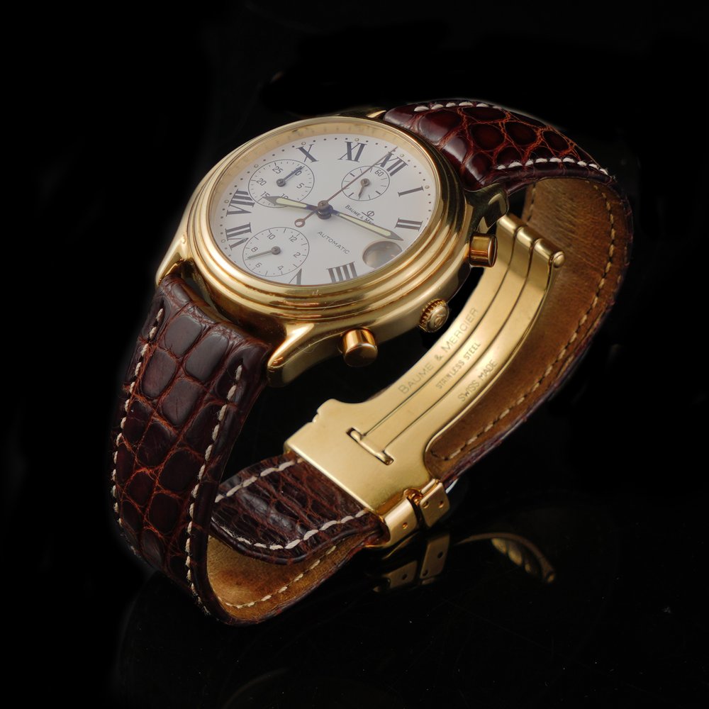 Vintage Baume and Mercier Baumatic 18ct Yellow Gold Chronograph Automatic Watch