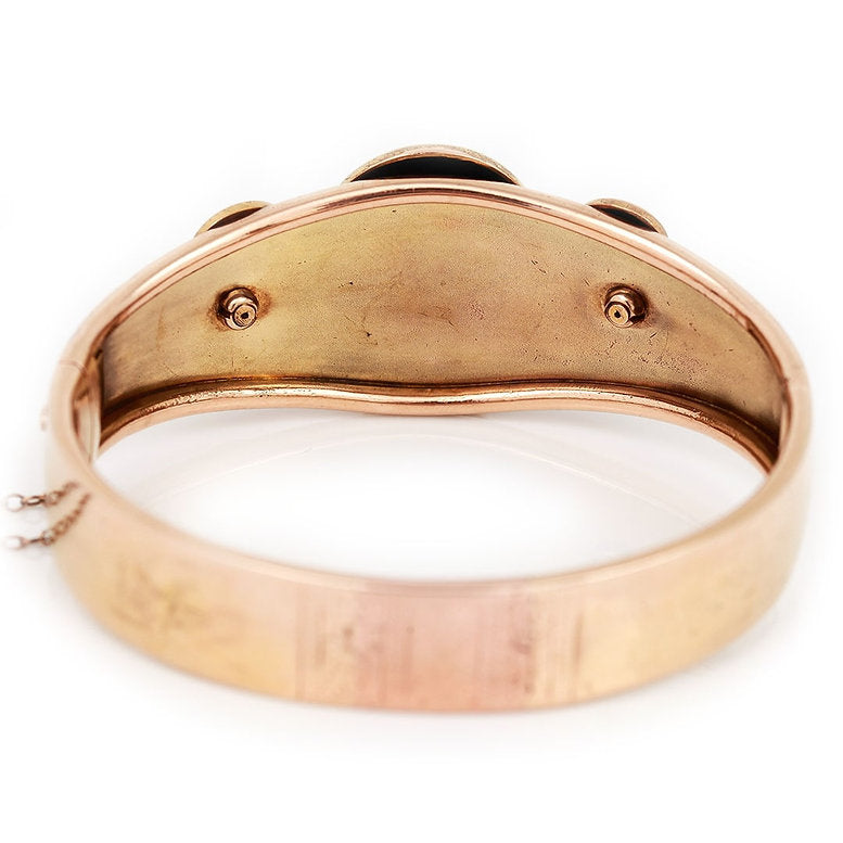 Antique Victorian 15ct Gold Turquoise Enamel Star Buckle Bangle Bracelet