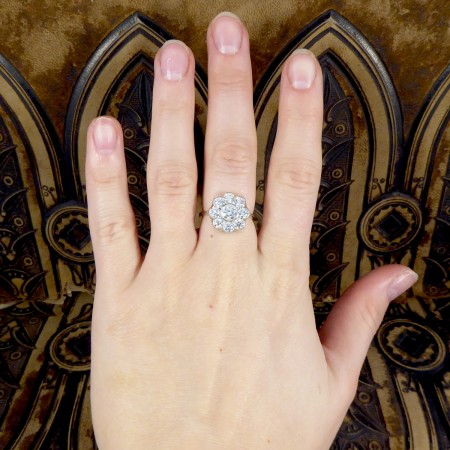 Contemporary Diamond Daisy Cluster Ring in Platinum, 1.70 carat total