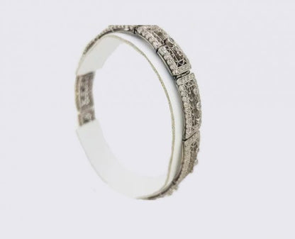 Art Deco Diamond and Platinum Filigree Panel Bracelet