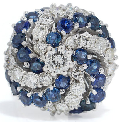 Sapphire and Diamond Catherine Wheel Cluster Ring