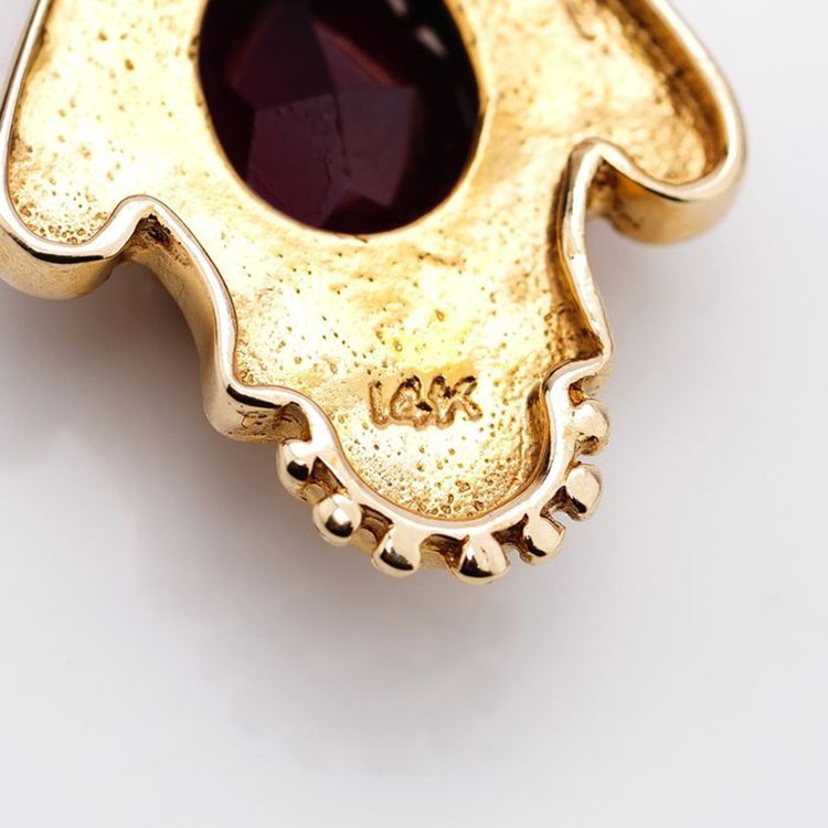 Vintage 3ct Garnet and Gold Drop Earrings