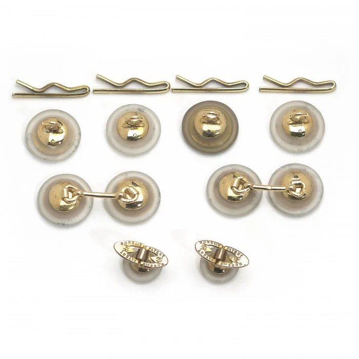 Art Deco French Black Onyx Diamond and Rock Crystal Dress Set