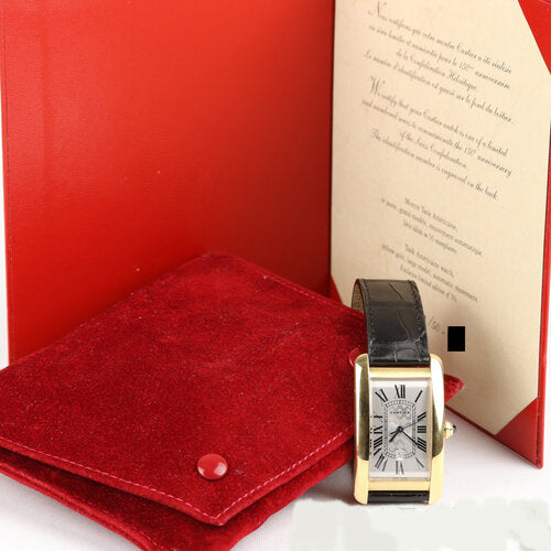 Cartier Tank Americaine Rare Limited Edition Large Model Automatic Rectanuglar Watch, Ref 1740, Engraved reverse, Signed, Numbered, With Paperwork and Cartier pouch