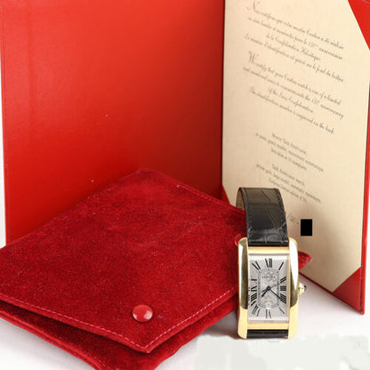 Cartier Tank Americaine Rare Limited Edition Large Model Automatic Rectanuglar Watch, Ref 1740, Engraved reverse, Signed, Numbered, With Paperwork and Cartier pouch