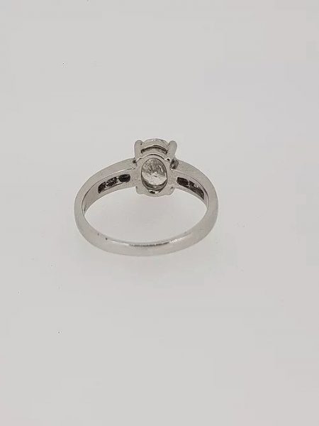 Oval Cut Diamond Engagement Ring with Princess Cut Shoulders, 1.22cts