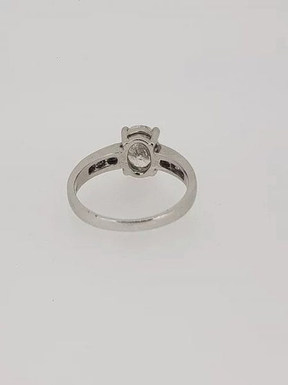 Oval Cut Diamond Engagement Ring with Princess Cut Shoulders, 1.22cts