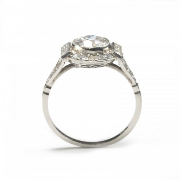 Art Deco Style 1.48ct Transitional Cut Diamond Cluster Ring in Platinum