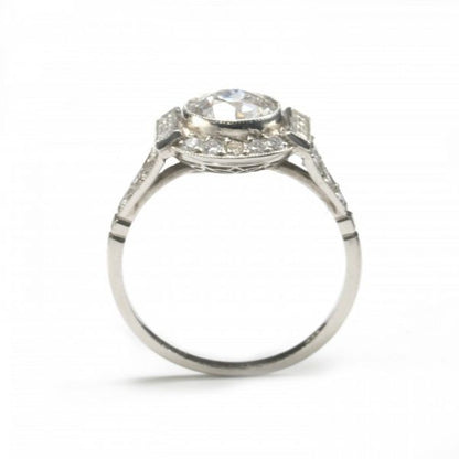 Art Deco Style 1.48ct Transitional Cut Diamond Cluster Ring in Platinum