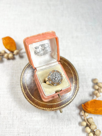 Vintage 1960's 18 Carat Gold, Tiered Dome Shaped, Diamond Cocktail Ring