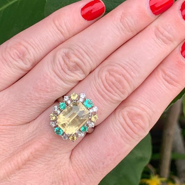 Yellow Sapphire and Diamond Ring By David Jerome