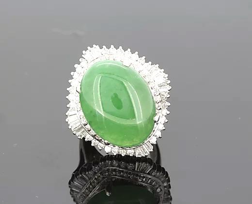 Jade and Diamond Cluster Cocktail Dress Ring, 16.87 carat total