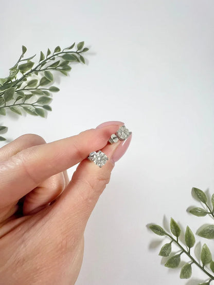 Modern Diamond Stud Earrings In 18 Carat White Gold