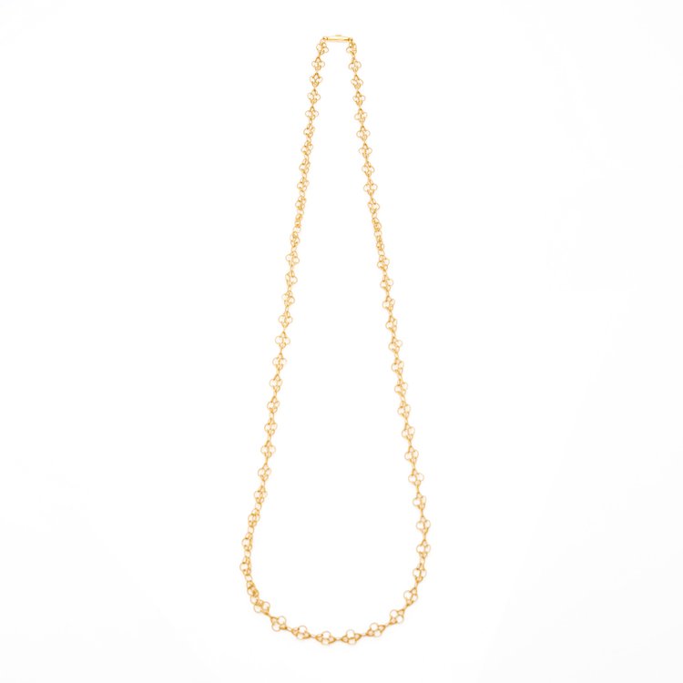 Vintage 18ct Yellow Gold Fancy Coiled Link Long Chain Necklace