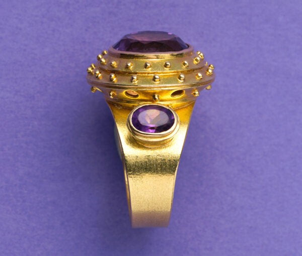 Contemporary Amethyst and 18ct Gold Ring, Signed Jacob de Groes