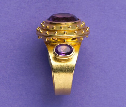 Contemporary Amethyst and 18ct Gold Ring, Signed Jacob de Groes
