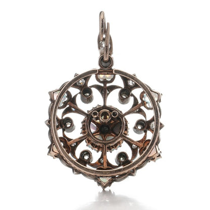 Antique Edwardian Opal Hearts and Old Cut Diamond Pendant
